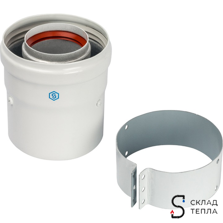 Адаптер для котла вертикальный для коаксиального дымохода STOUT D60/100 мм (для Vaillant, Protherm). Вид 1.