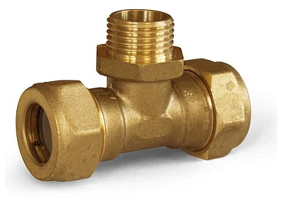 Тройник с наружной резьбой TIM 25 х 3/4' для гофрированной трубы