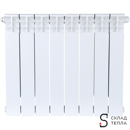 Радиатор биметаллический STOUT SPACE 500 - 8 секций с нижним подключением. Вид 2.