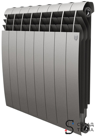 Радиатор биметаллический Royal Thermo BiLiner 350 Silver Satin (Серый)  - 8 секций. Вид 1.