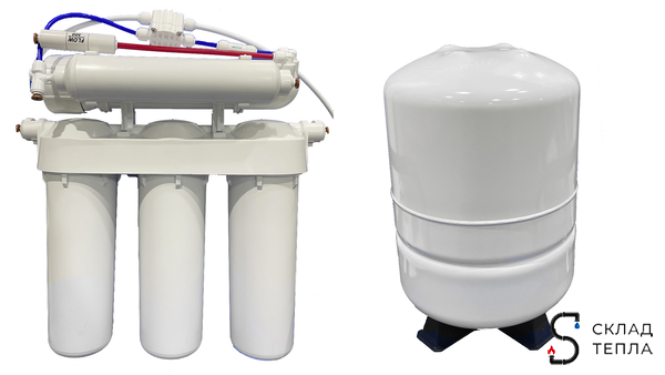 Фильтр 5-ти ступенчатой очистки ACR Osmos (обратный осмос, минерализатор, бак, кран, без картриджей). Вид 1.