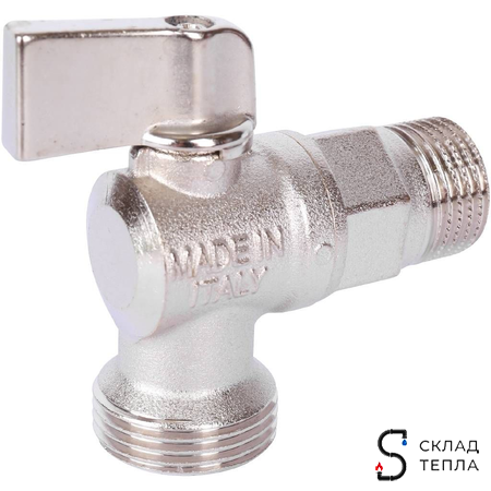 Кран шаровой полнопроходной угловой STOUT - 1/2" x 3/4" (НР/НР, ручка-флажок, для стиральных машин). Вид 4.