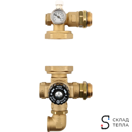 Насосно-смесительный узел STOUT - 1" (с термостатическим клапаном 30-60°C, без насоса, латунный)*. Вид 1.