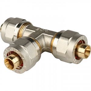 Тройник STOUT - 16 (винтовой, для металлопластиковых труб) Тройник STOUT - 16 (винтовой, для металлопластиковых труб)