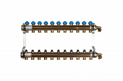 Коллекторная группа WATTS HKV - 1'ВР/ВР на 11 контуров 3/4'EK (с вентилями, латунь)