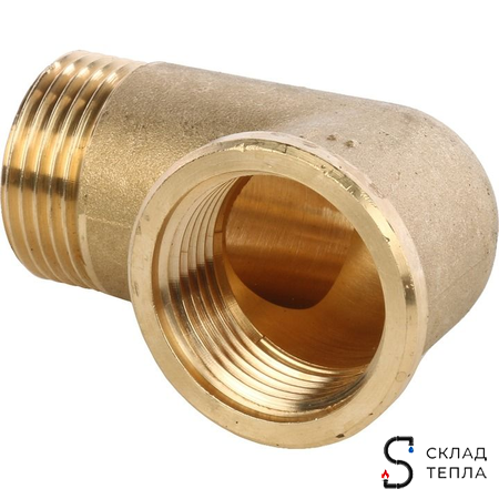 Отвод 90° латунный резьбовой равнопроходный STOUT (НР/ВР) - 1/2". Вид 1.