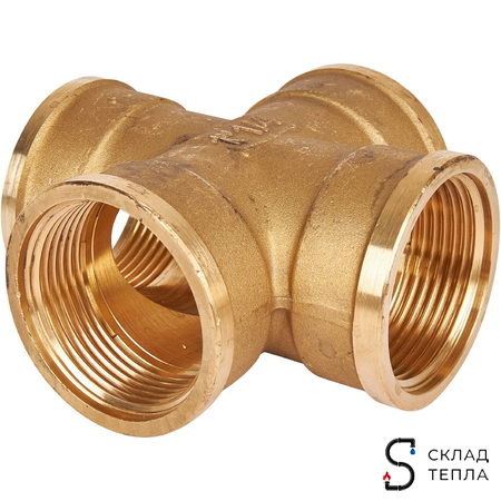 Крестовина латунная резьбовая равнопроходная STOUT (ВР) - 1 1/4". Вид 6.
