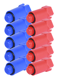 Комплект заглушек с наружной резьбой 1/2' (5 красных, 5 синих)