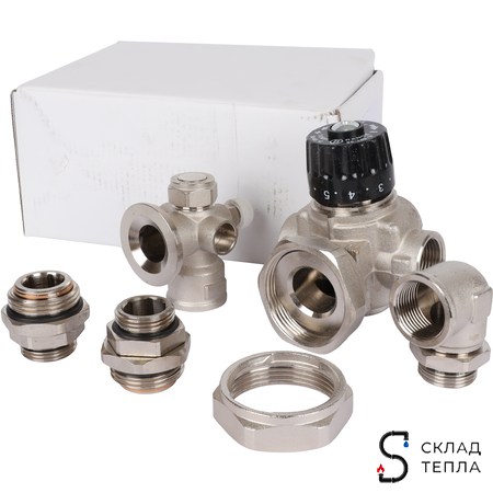 Насосно-смесительный узел STOUT - 1" (с термостатическим клапаном 30-60°C и насосом UPSO 25-65). Вид 23.