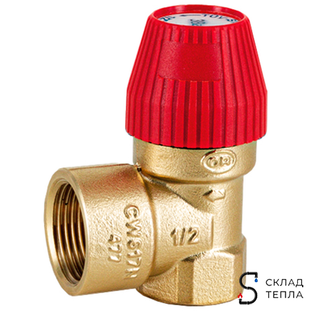 Клапан предохранительный STOUT - 1/2" х 3/4" (ВР/ВР, Рн 3 бар, для систем отопления, OR). Вид 1.