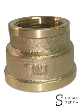 Муфта латунная резьбовая переходная TIM - 1 1/2" x 1/2" (1шт). Вид 4.