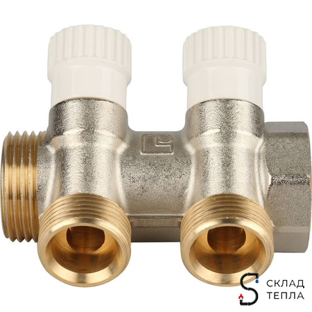 Коллектор регулирующий STOUT- 1" (НР/ВР) на 2 контура 3/4" (EK). Вид 3.