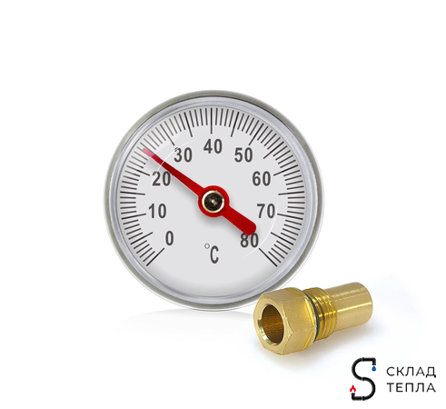 Термометр аксиальный Tim с гильзой 1/2" D-40. Вид 8.