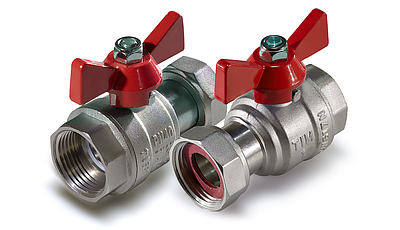 Кран шаровой с накидной гайкой TIM - 1/2' (ВР/НГ, ручка-бабочка красная, комплект - 2шт)