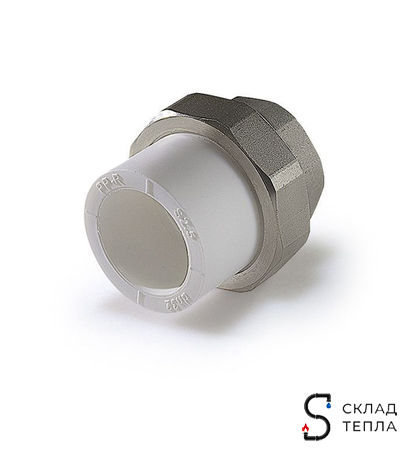 Переход на внутреннюю резьбу разъемный TIM - 40 x 1 1/2" (для полипропиленовых труб, цвет белый). Вид 2.