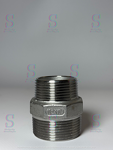 Ниппель резьбовой переходной Benarmo - 1 1/2' x 1 1/4' (нержавеющая сталь)