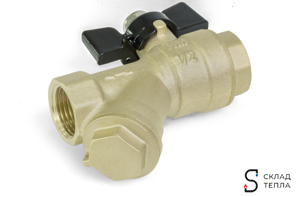 Кран с фильтром TIM - 1" (ВР/ВР, ручка бабочка, сетка 400 мкр.). Вид 4.