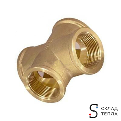 Крестовина латунная резьбовая TIM (ВР) - 1" (1шт). Вид 1.