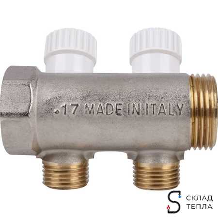 Коллектор регулирующий STOUT- 1" (НР/ВР) на 2 контура 1/2" (EK). Вид 5.