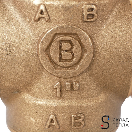 Компактный 3-ходовой зональный клапан STOUT с сервоприводом 230V (кабель 1м. НР 1", Kv 8). Вид 14.