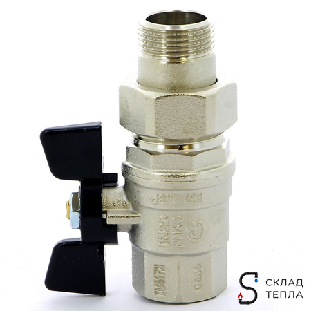 Кран шаровой полнопроходной Bugatti Oregon 322 - 1/2" (ВР/НГ, PN64, ручка-бабочка черная). Вид 4.