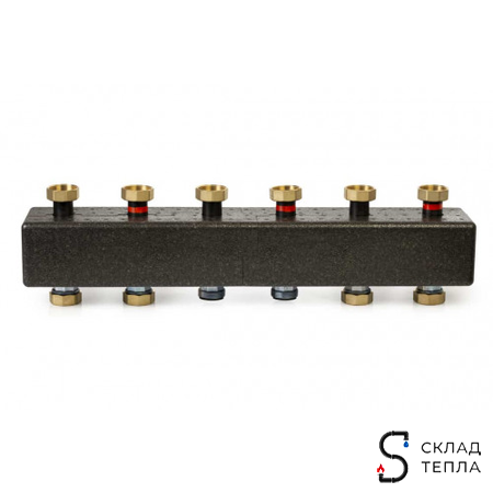 Коллектор котельной разводки Meibe Поколение 8  - 1"1/2  на 5 контуров 1"1/2 (до 85 кВт, черн.сталь). Вид 4.