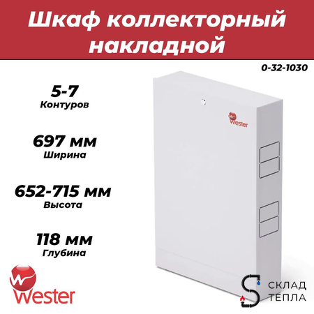 Шкаф распределительный накладной Wester - (ШРН3) 5-7 выходов 697X118X652-715. Вид 1.