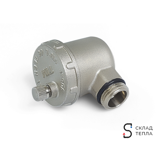 Воздухоотводчик автоматический угловой TIM - 1/2" (НР, воздухоотвод сверху, цвет никелированный). Вид 2.