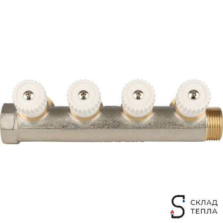Коллектор регулирующий STOUT- 3/4" (НР/ВР) на 4 контура 3/4" (EK). Вид 4.