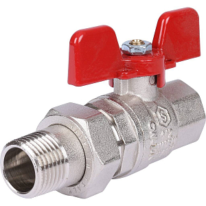 Кран шаровой полнопроходной STOUT - 1/2' (ВР/НГ, EPDM, PN40, Tmax 150°С, ручка-бабочка красная)