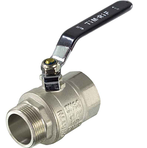 Кран шаровой полнопроходной TIM - 1/2' (НР/ВР, PN50, ручка-рычаг черная)