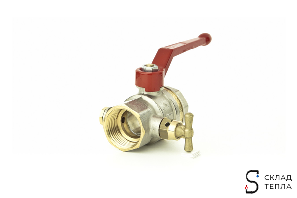 Кран шаровой полнопроходной Danfoss BVR-D - 3/4" (ВР/ВР, PN40, ручка-рычаг красная, со спуском). Вид 2.