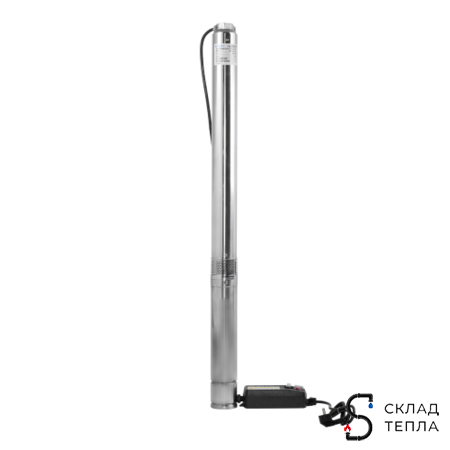Насос скважинный Aquario ASP 3E-70-90 - 1,3 кВт (однофазный, Hmax 86 м, Qmax 60 л/мин, кабель 1,5 м). Вид 1.