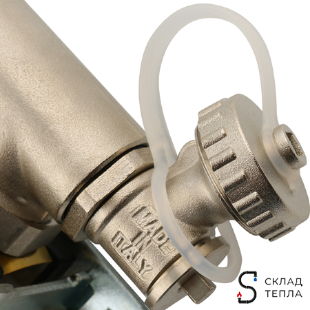 Коллекторная группа в сборе STOUT - 1" на 3 контура 3/4" (латунь, с расходомерами). Вид 7.