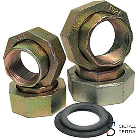 Трубное присоединение для насосов Grundfos, комплект G1/2" × R1", латунь. Вид 1.