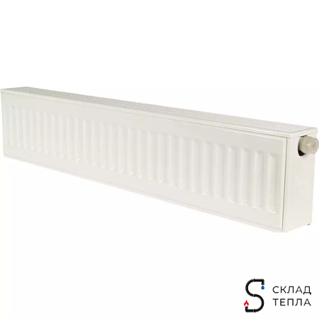 Радиатор стальной KERMI FTV 22 - высота 200 мм, длина 1100 мм с нижним подключением. Вид 1.