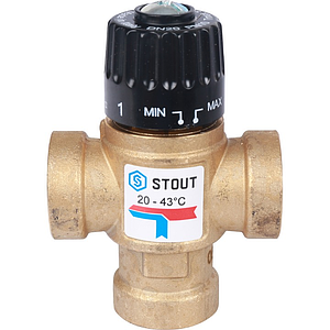 Термостатический смесительный клапан STOUT 3/4' ВР (20°-43°C, KVs 1,6 м³)