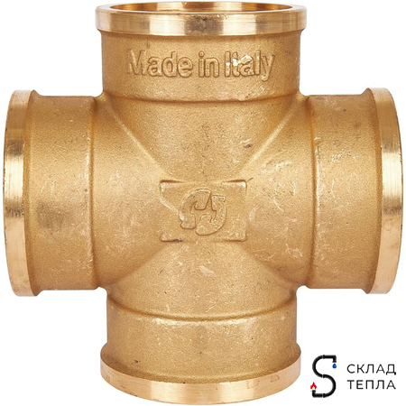 Крестовина латунная резьбовая равнопроходная STOUT (ВР) - 1 1/4". Вид 3.