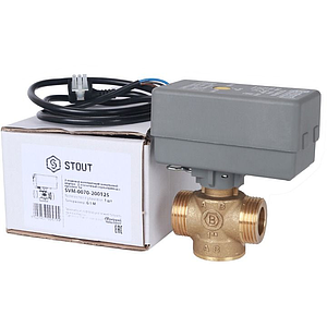 Компактный 2-ходовой зональный клапан STOUT с сервоприводом 230V (кабель 1м. НР 1', Kv 12)