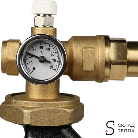 Насосно-смесительный узел STOUT - 1" (с термостатическим клапаном 20-43°C и насосом)*. Вид 12.