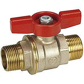 Кран шаровой полнопроходной Giacomini R913 - 1' (НР/НР, PN35, Tmax 185°С, ручка-бабочка красная)