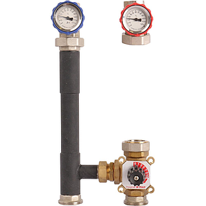 Насосная группа Rommer (без насоса, с трехходовым смесителем, ручная регулировка/сервопривод)