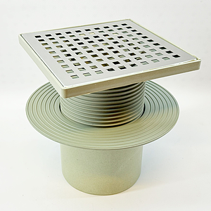 Трап вертикальный регулируемый VALFEX 150х150 с выпуском 110мм (решетка из нерж. стали)