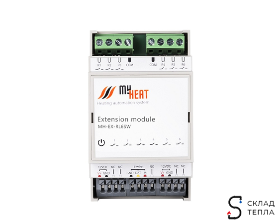 Беспроводной симисторный блок расширения ЭВАН MYHEAT RL6SW. Вид 1.
