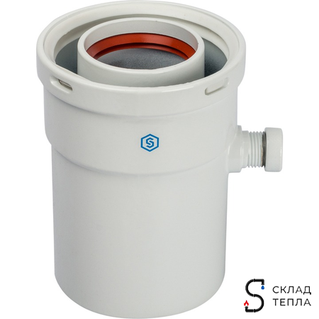 Конденсатосборник вертикальный для коаксиального дымохода STOUT D60/100 мм. Вид 2.