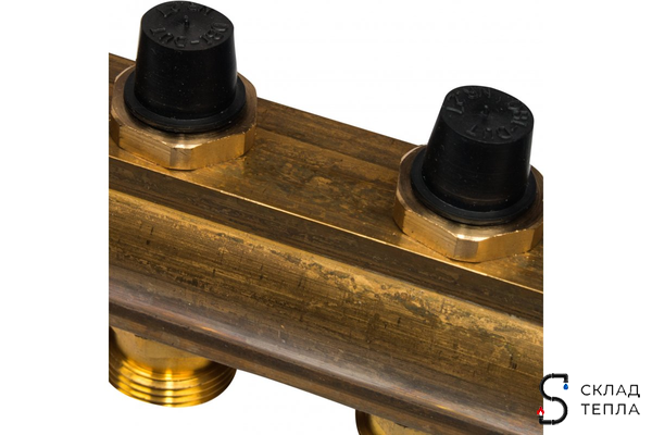 Коллекторная группа WATTS HKV - 1"ВР/ВР на 6 контуров 3/4"EK (с вентилями, латунь). Вид 5.