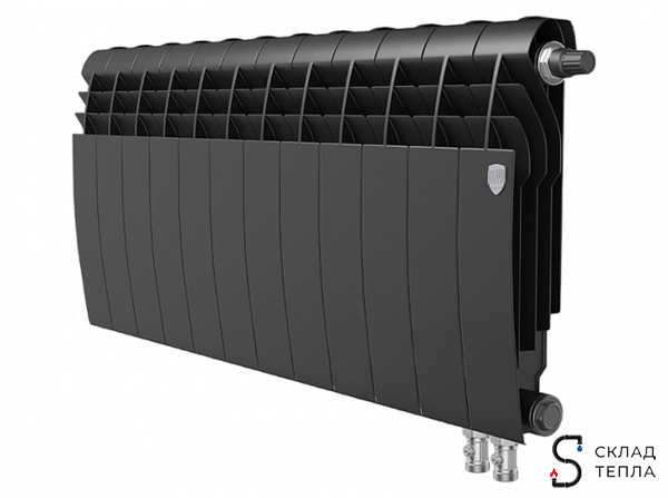 Радиатор биметаллический Royal Thermo BiLiner 350 V Noir Sable (Н) (Чёрный) - 12 секций. Вид 3.