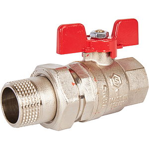 Кран шаровой полнопроходной STOUT - 1' (ВР/НГ, EPDM, PN40, Tmax 150°С, ручка-бабочка красная)