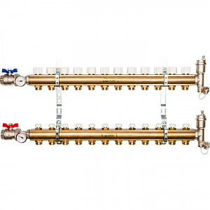 Коллекторная группа в сборе STOUT - 1' на 12 контуров 3/4' (латунь, с вентилями)