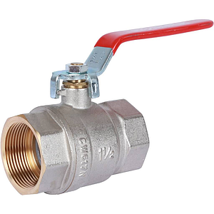 Кран шаровой полнопроходной Rommer - 1 1/4' (вн./вн.,PN40, ручка рычаг красная)